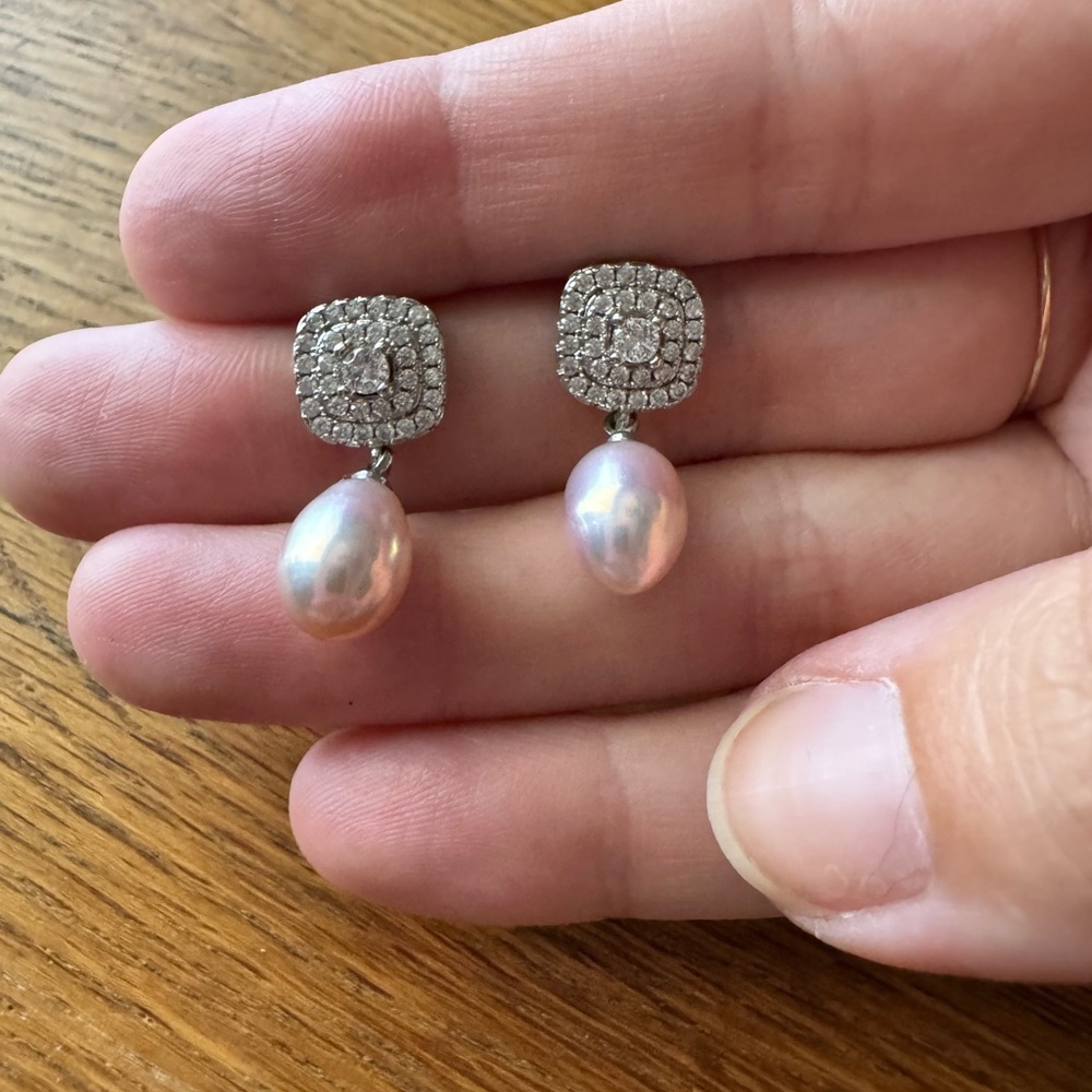 Dazzling Silver and Pearl Dangle Earrings